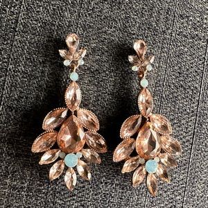 Rose gold blush and mint earrings